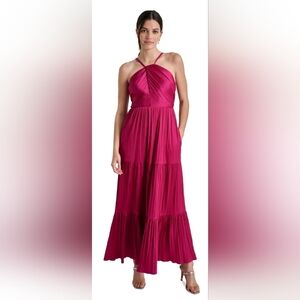Nwt Dkny Tiered Maxi Halter Dress Size 2 In Raspberry